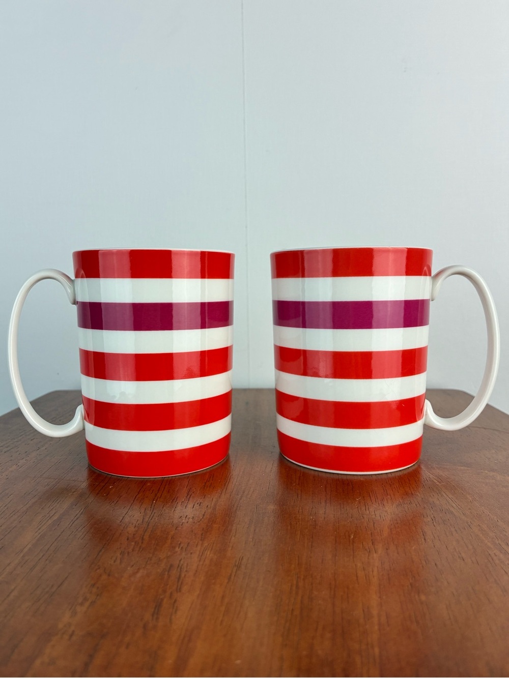 Kate Spade Lenox Morning Mantras ceramic coffee mug stripped red purple white